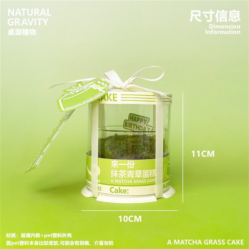 自然引力-青草蛋糕鲜活苔藓抹茶小蛋糕2寸盆栽生日礼物送人礼品