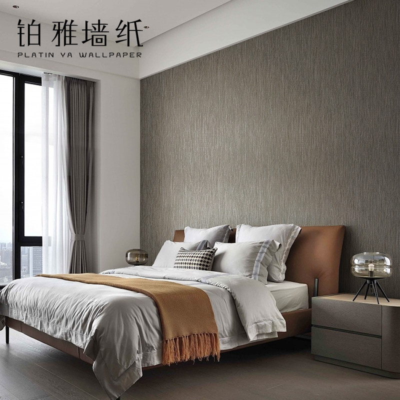 北欧灰色亚麻纯色素色无纺布墙纸ins风 卧室客厅背景壁纸2021新款