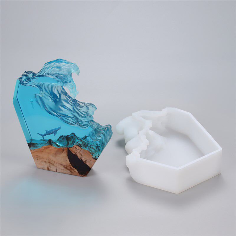 浪花硅胶模具翻糖巧克力蛋糕装饰摆件插件生日蓝色系海浪烘焙配件