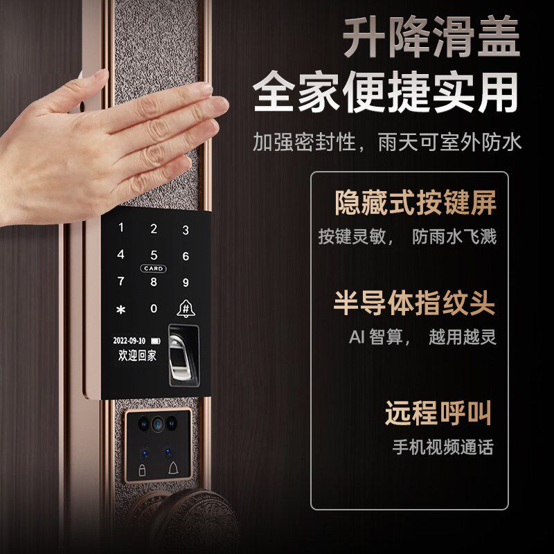 别墅大门智能门锁指纹锁对双开门密码锁家用防盗门电子锁欧式铜门