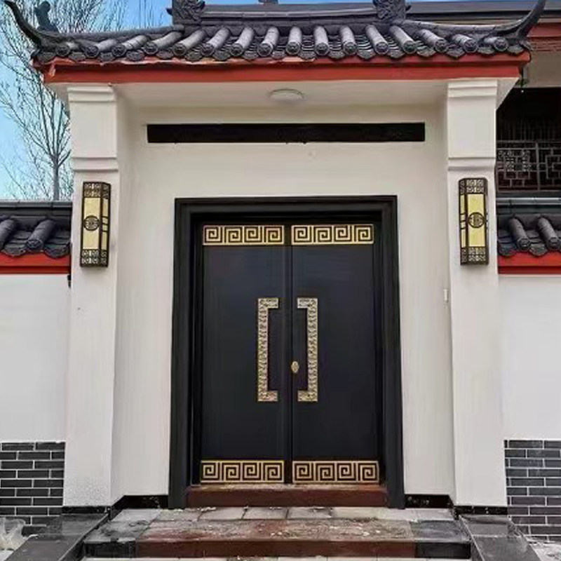 中式别墅大门乡村庭院门双开锌合金农村自建房四开门仿古院子铜门