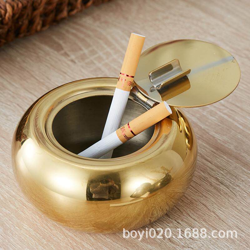 可密封个性烟盅包邮创意加厚鼓形烟灰缸带盖不锈钢时尚酒吧用品