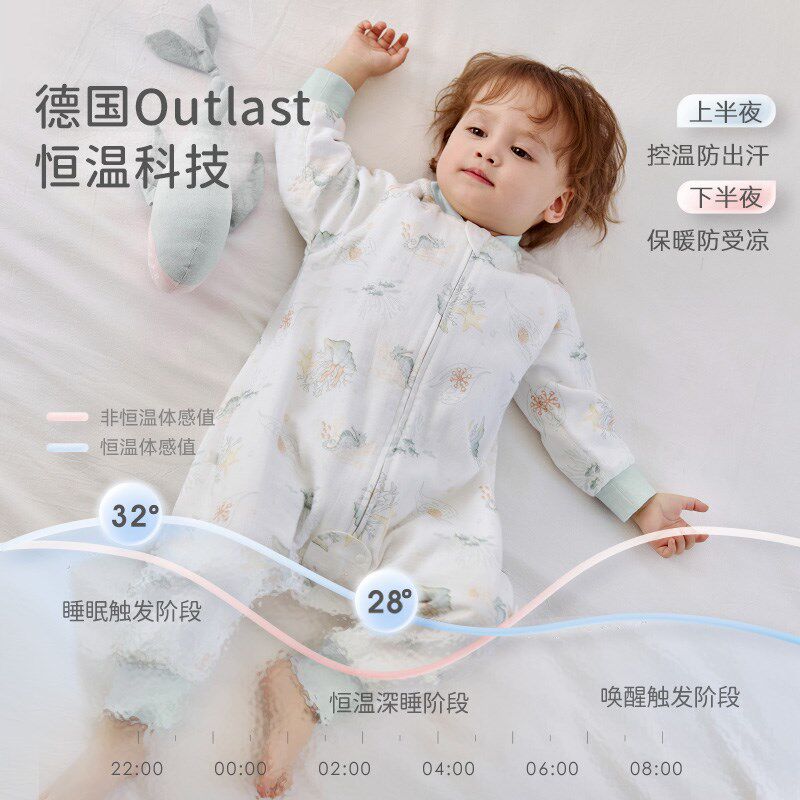 ibaby儿童纱布睡袋宝宝六层竹棉婴儿睡袋春秋宝宝防踢被四季通用