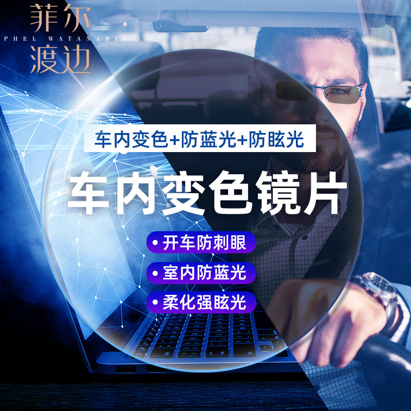 变色近视眼镜镜片车内变色感光智能防蓝光防眩光紫外线平光护目镜