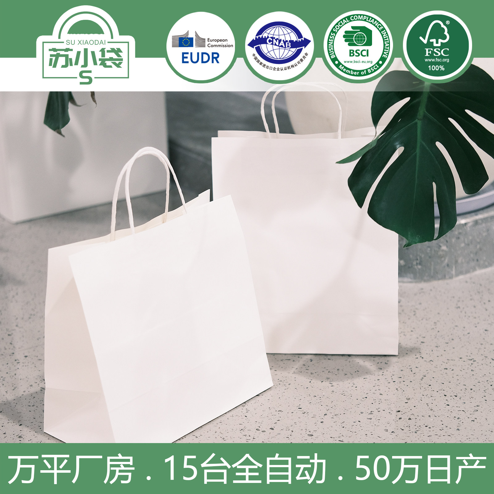 白色牛皮纸袋定做白牛皮纸礼品包装袋时尚服装购物袋彩印手提袋