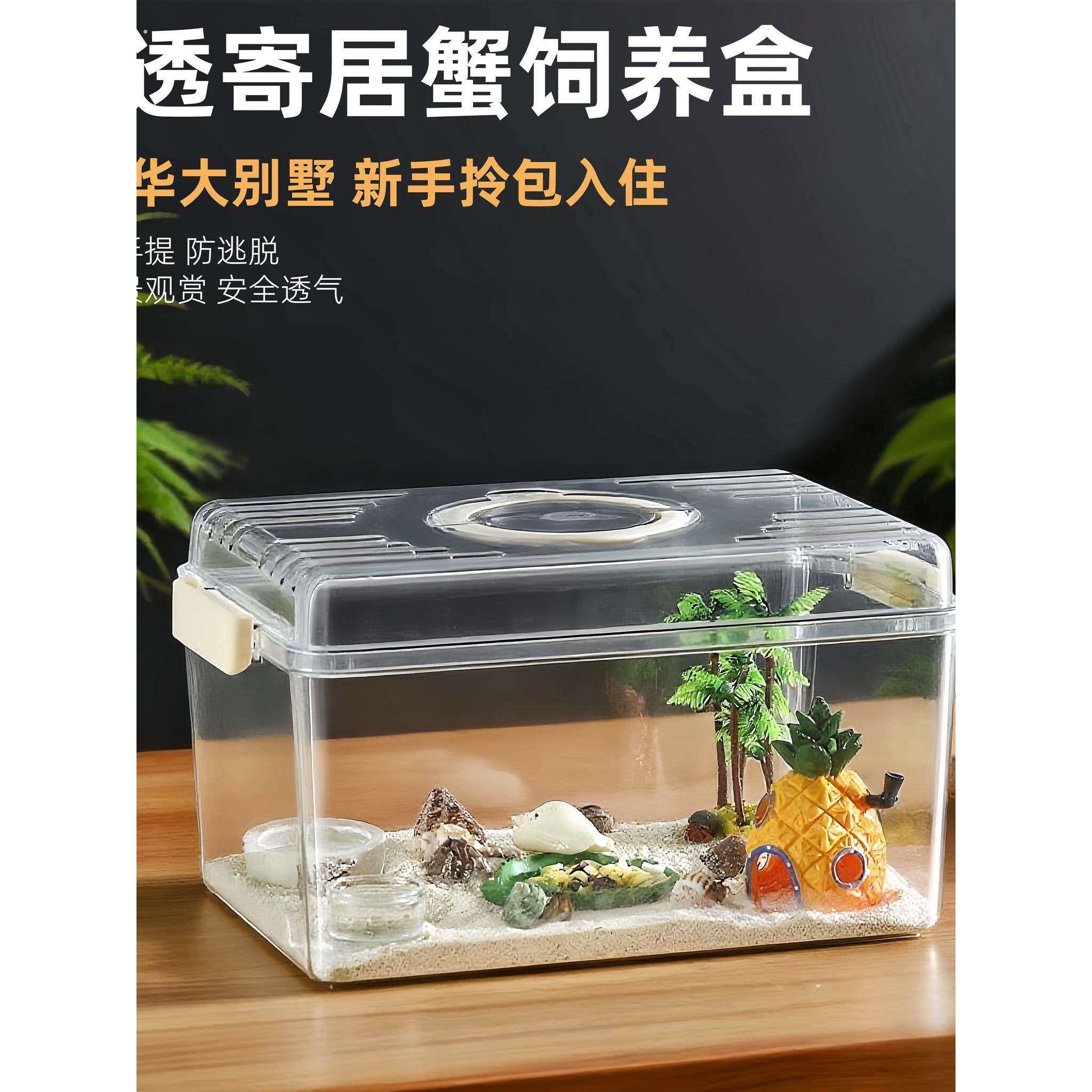 寄居蟹饲养盒子高透手提套装大别墅螃蟹饲养箱乌龟饲养缸桌面