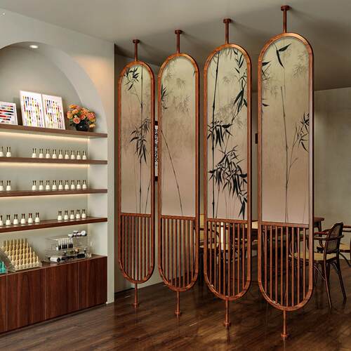 中古风实木旋转屏风隔断客厅入户家用饭厅茶室酒店可玄关竹子