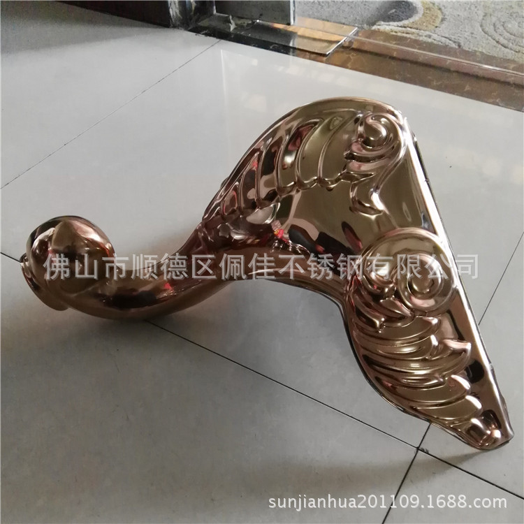 新款KTV 不锈钢茶几腿 欧式风格 玫瑰金 镜面茶几脚 供应 老虎腿
