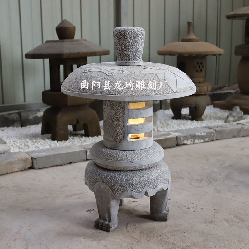 石灯笼日式庭院供灯别墅花园草坪落地石头灯户外景观造景石雕摆件