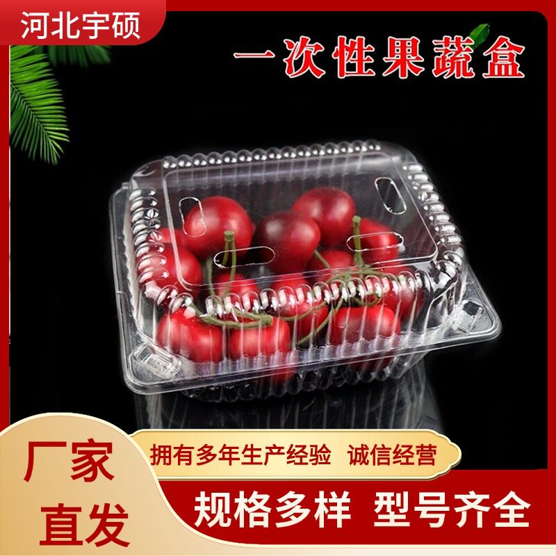 一次性水果保鲜盒批发西瓜果切盒超市生鲜水果塑料打包盒带盖卡扣图片