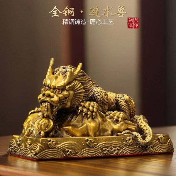 玄关黄铜吸水兽蚣蝮镇瑞兽办公桌避全水水酒柜吐装饰摆件吸水神兽