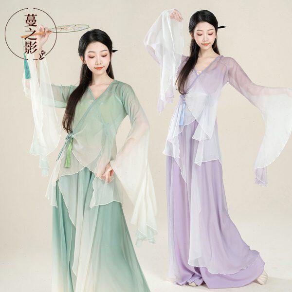蔓之飘逸衣演出服服身韵古典舞纱女蹈雪纺上衣影仙气中国舞练功服