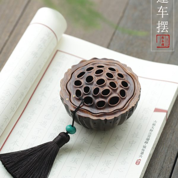 内男女车装饰品汽车摆件禅意中国风桃木台款载士上莲蓬中控
