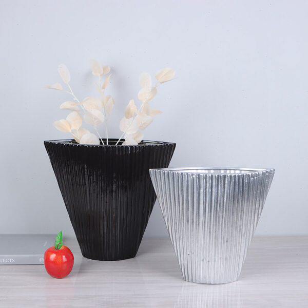 别墅扁形锥形客厅花瓶饰品花器陶瓷简约现代家居装饰摆件中式玄关