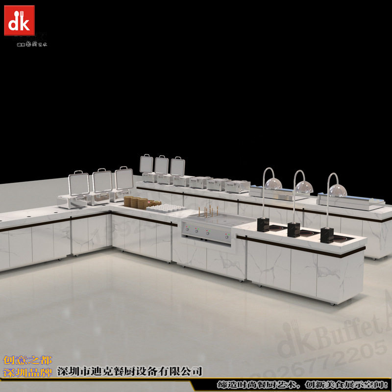 海外餐馆保温台 海鲜展示台 自助餐台 水果摆台 大理石食堂布菲台