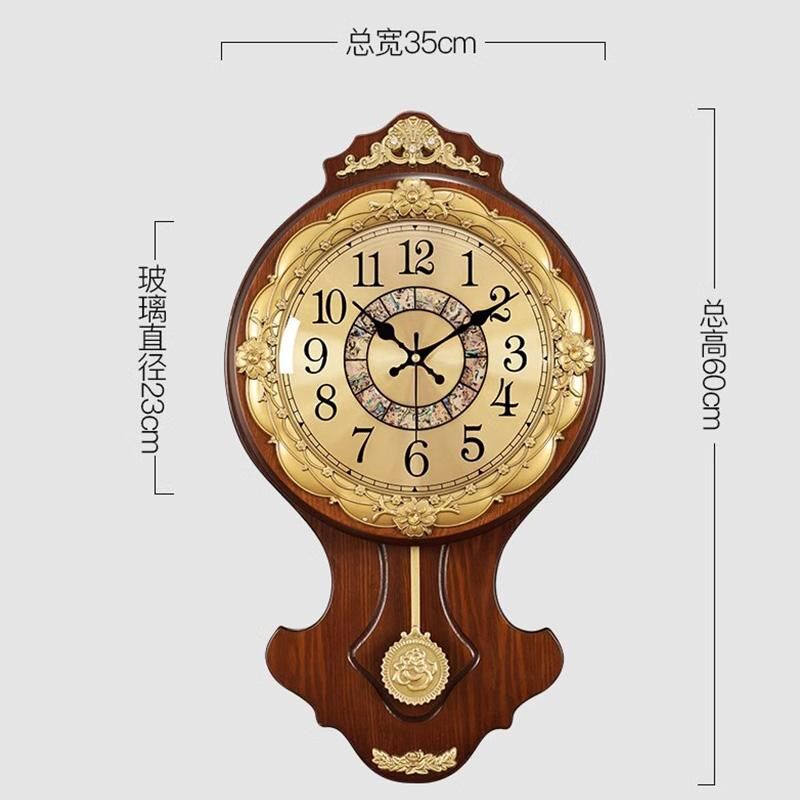 中式挂钟客厅家用时尚挂墙摆钟轻奢高档时钟表欧式复古静音壁挂表