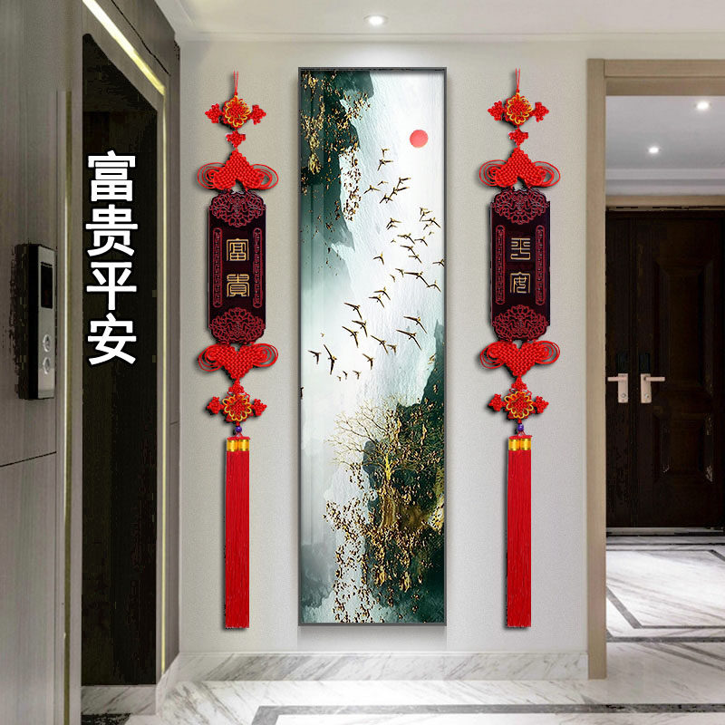 中国结客厅大号桃木长挂件福字招财玄关电视沙发背景墙装饰新过年