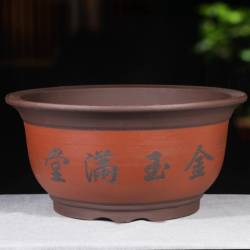 特大号紫砂花盆陶瓷发财树花盆特价50cm以上种铁树大花盆清仓包邮