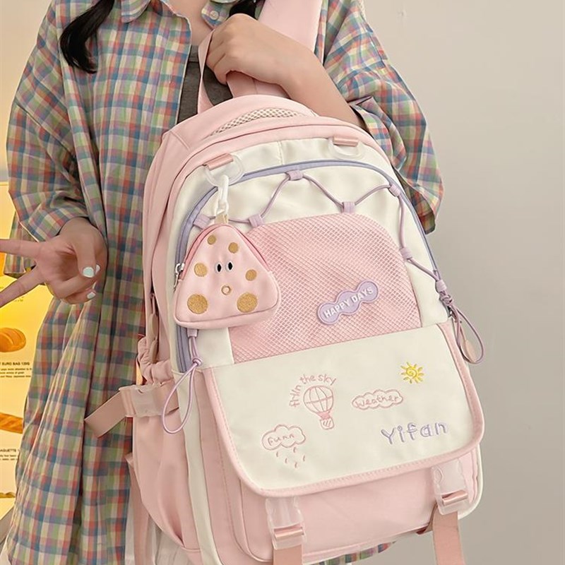 减负轻便书包女生初中生中学生新款高颜值小学生双肩包学院风背包