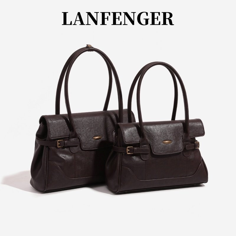 LANFENGER通勤真皮托特包女2026新款高级手提公文包大容量单肩包