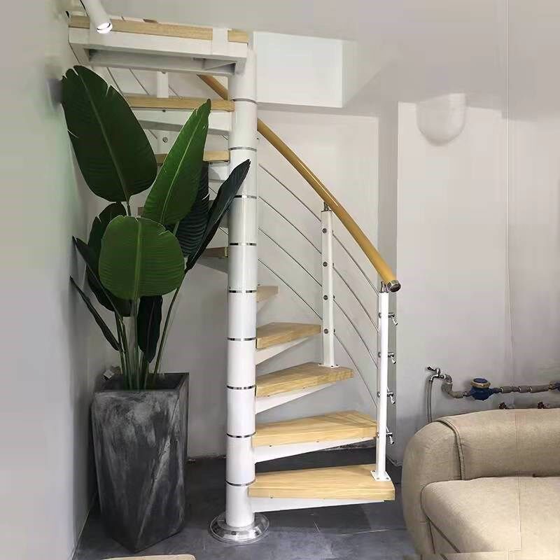 阁楼家用室内跃层钢木定做实木踏步楼梯旋梯踏板钢架公寓旋转楼梯
