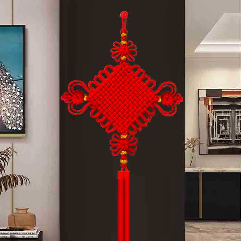 黄色蓝色中国结挂件客厅大号挂饰电视背景墙装饰高档双线乔迁新居