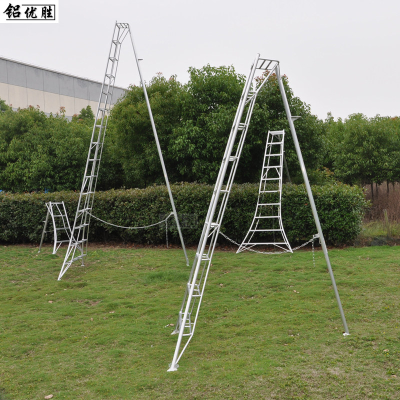 园林专用三角梯三脚梯果园采摘梯子绿化树木修剪梯铝合金人字梯子