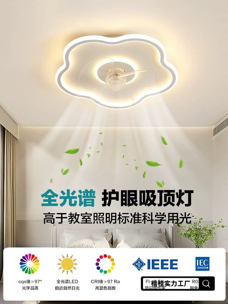 风扇灯卧室灯吸顶灯现代简约餐厅灯摇头电扇灯北欧云朵儿童房间灯图片