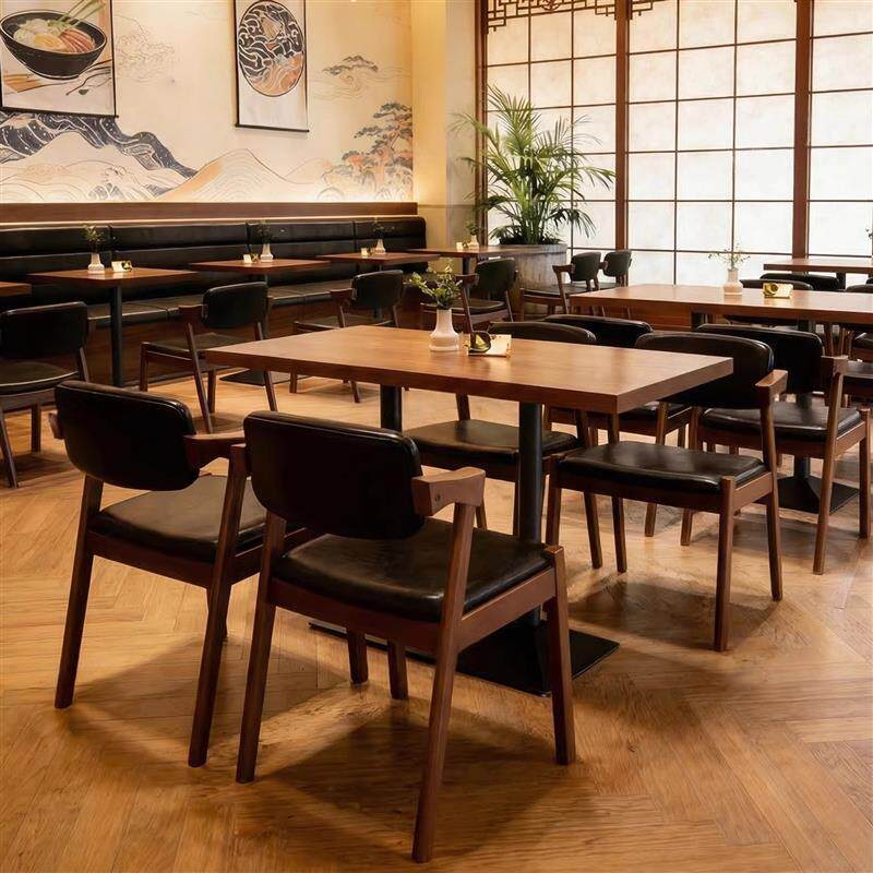 餐饮卡座沙发奶茶店直排实木商用接待桌椅组合包厢大厅座椅家俱