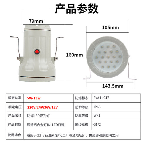 防爆视孔灯BAK化学容器LED视孔灯12V24V36V220V反应釜视镜灯BSD96