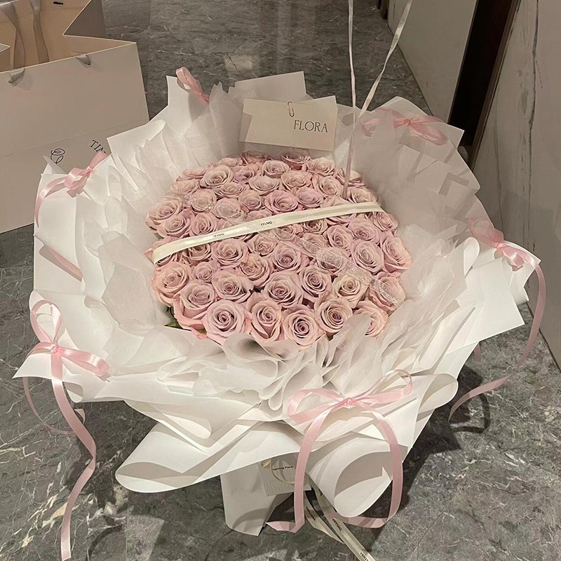 永生花芭蕾风玫瑰花束送女朋友闺蜜小清新仿真香皂花520生日礼物