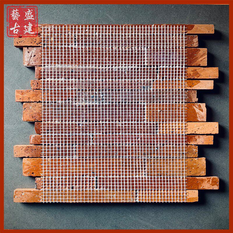 仿古艺术红砖墙砖黏土砖红砖肌理长条马赛克宽窄条密拼红条砖贴片
