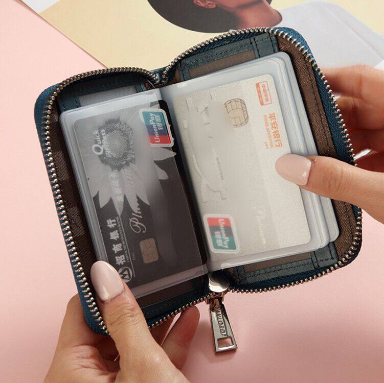 女士真皮卡包拉链防消磁大容量防盗刷男钱包牛皮可爱小卡夹多功能