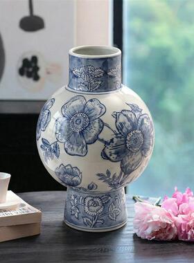 宋式陶瓷花瓶青花瓷新中式客厅复古水养鲜花插花装饰品摆件高级感