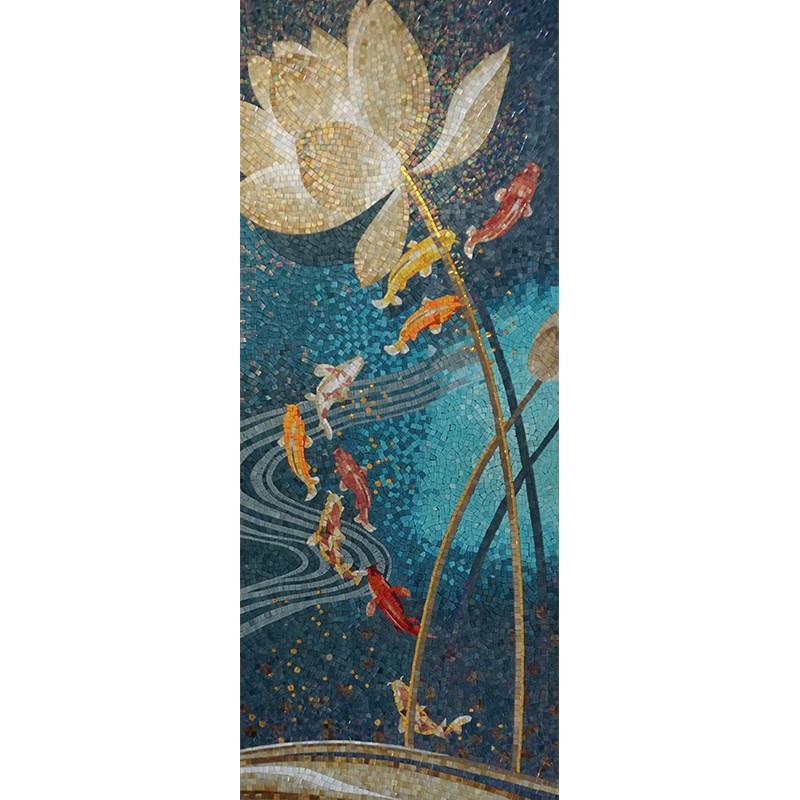 入户玄关青花瓷碎片拼图玻璃马赛克瓷砖剪画拼花卫生间背景墙壁画