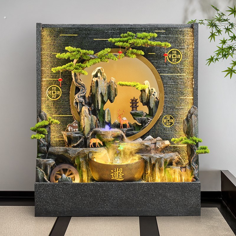 庭院假山流水景观造景布置落地喷泉客厅水幕墙摆件循环水装饰隔断