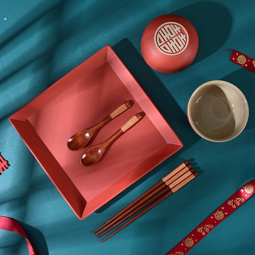 结婚敬茶杯套装喜碗高档改口喜杯红碗筷婚庆手礼新娘陪嫁用品大全