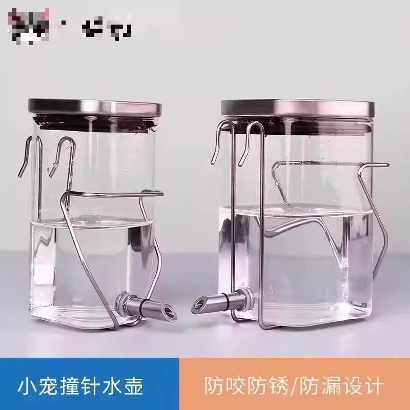 撞针式鹦鹉饮水器玻璃大容量不锈钢鸟用自动喂水鸟笼水壶喝水小鸟