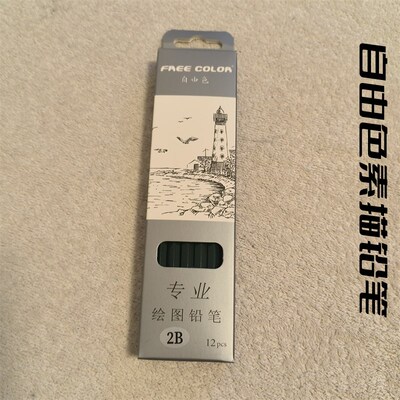 自由色HB2B4B6B8B10B学生成人美术生练习专业绘画12支素描铅笔