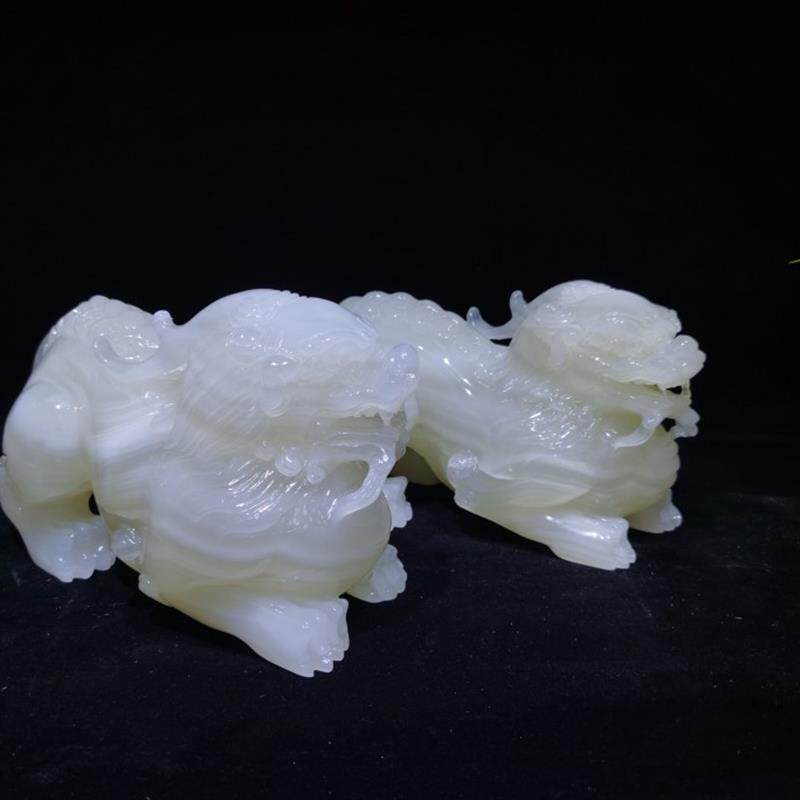 玉石貔貅 客厅玄关软装饰电视柜博古架摆件 神兽皮休店收银台摆设