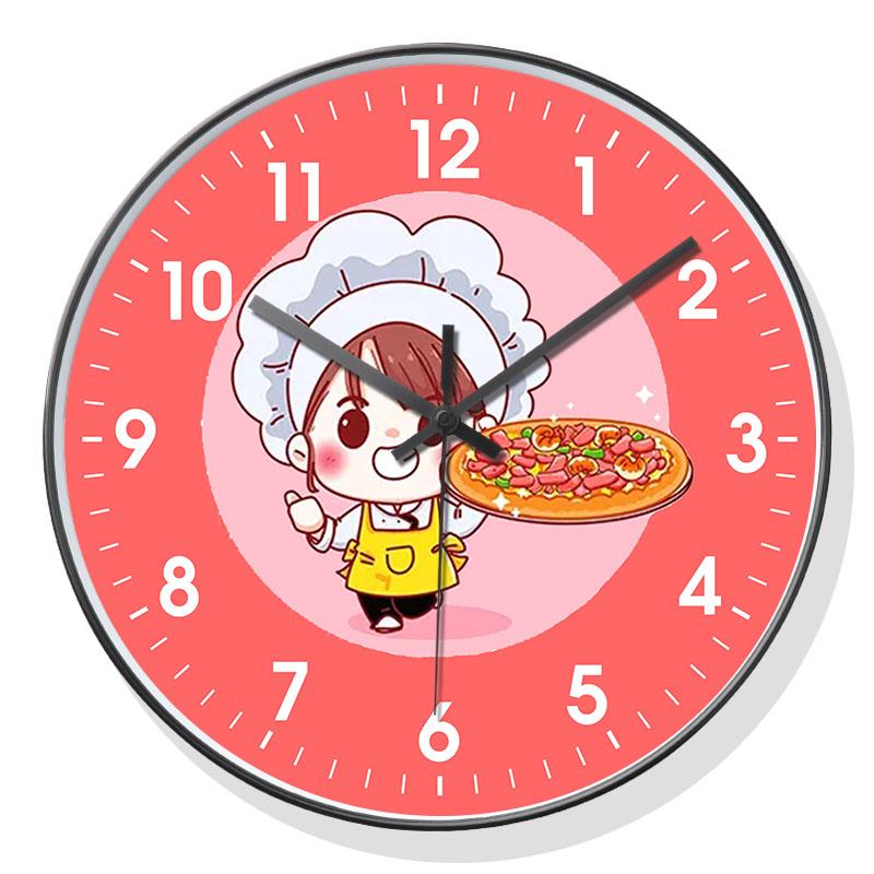 小美女挂钟2022新款免打孔自动对时静音书房客厅餐厅钟表装饰厨子
