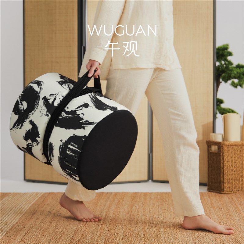 午观吾观茶事坐墩中式客厅可拆洗布艺蒲团黑白色轻便换鞋圆凳