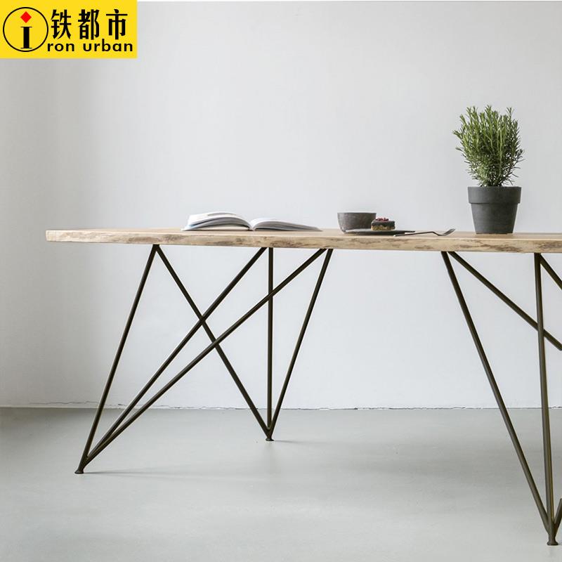 北欧实木书桌loft办公桌工业风餐桌椅设计师家具电脑桌铁艺写字台