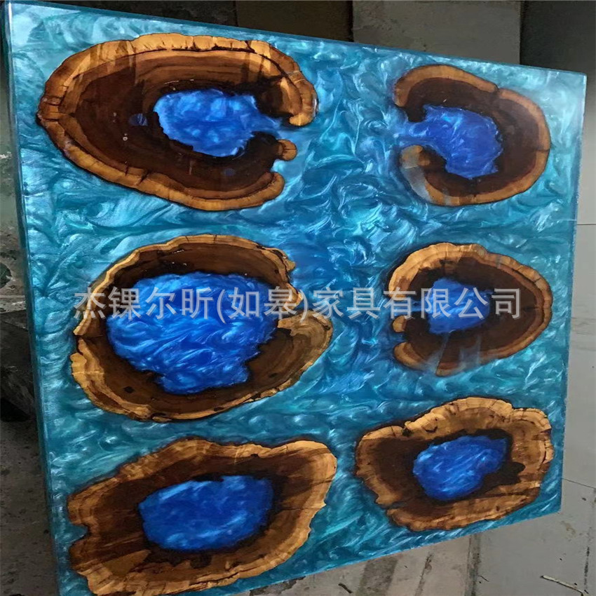 实木个性河流创意茶几树脂长方形内贸简约家用桌咖啡桌