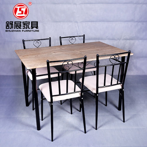 舒展家具钢管布艺软垫餐桌椅套装