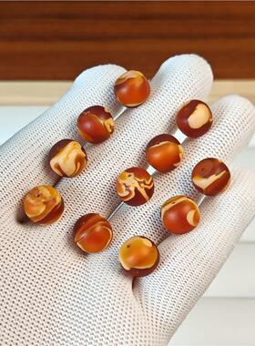 热卖款非天然琥珀蜜蜡磨砂面妖孽虎皮纹老型珠散珠DIY文玩配饰