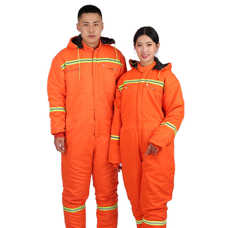 连体工作服冬季加棉加厚全身防护服劳保冷库冻库维修防寒垂钓防尘
