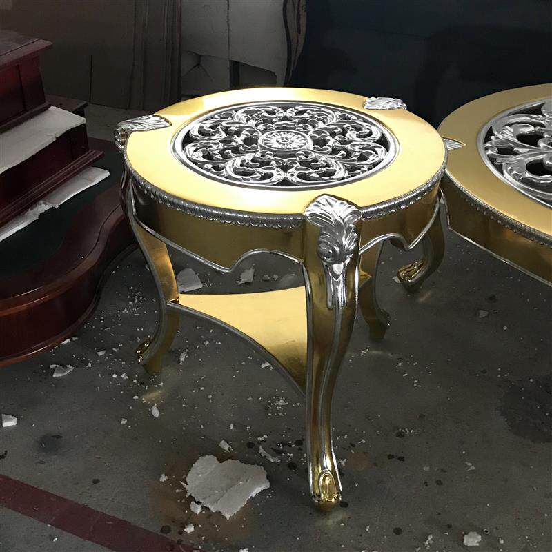欧式实木玻璃圆茶几客厅沙发角几镂空定制玻璃小茶几角几边几花架