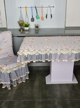 高档中式椅套椅垫套装凳子套花卉蓝色定制餐椅垫灰色餐桌椅子套罩