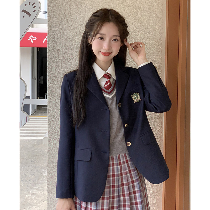 东京岁时记jk校供制服女学院风小个子绀色西服休闲西装女外套新款